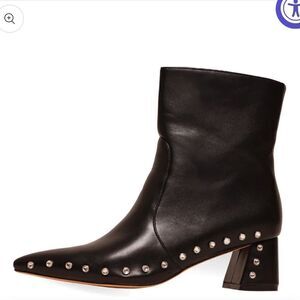 Vaila Diana Rhinestone Trim Black Pointed Toe Mid Calf Boots Black Size 10 NIB